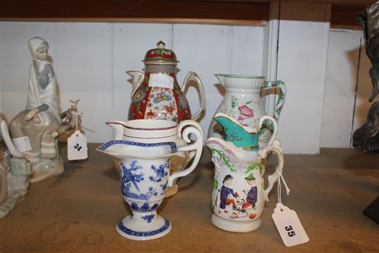 6 porcelain jugs including Chinese blue and white cream jug